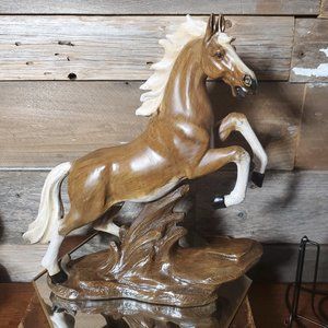 Wild Rearing Stallion/Horse Statue - Cast Plaster Resin - 13.5" Tall